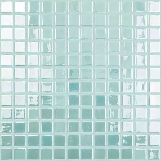 MODERN 1X1 SQUARES FOTOLUMI2 FIREGLASS#2 LIGHT BLUEGRN GLOSSY GLASS - 107 MOSAIC TILE