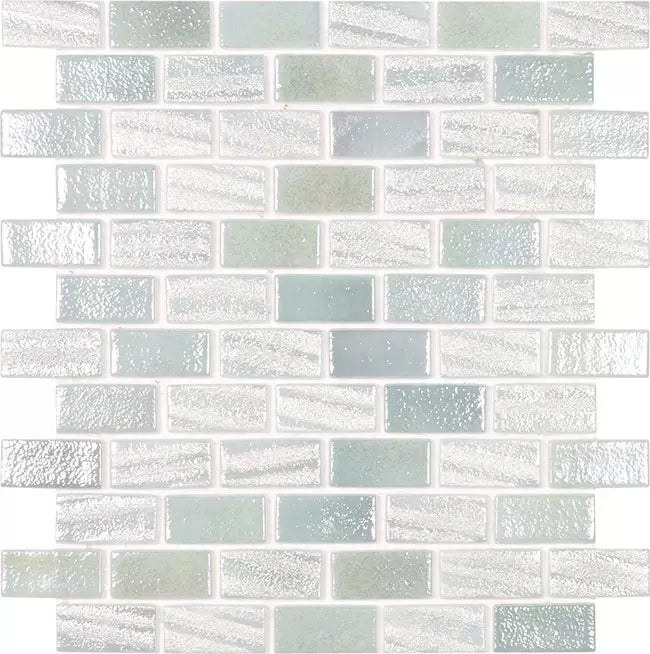 MODERN FUSION WHT 1X2 GLOSSY GLASS - 553 MOSAIC TILE