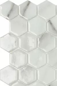 MODERN H35 CALA BR CALACATTA BRILLO HEXAGON GLOSSY GLASS - MOSAIC TILE