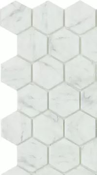 MODERN H35 CAR GRY BR CARRARA GREY BRILLO HEXAGON GLOSSY GLASS - MOSAIC TILE