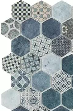 MODERN H35DECOMIXBL DECOR TERRE MIX BLUE HEXAGON GLOSSY GLASS - MOSAIC TILE