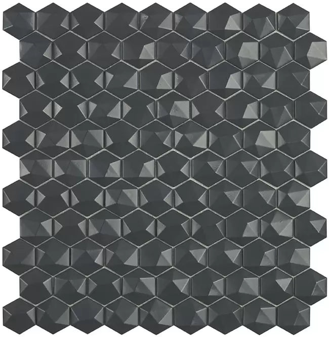 MODERN H35908MD MATT DARK GREY 908 HEX 3D MATTE GLASS - MOSAIC TILE