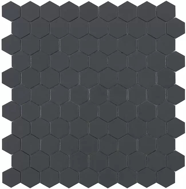 MODERN H35908M MATT DARK GREY 908 HEXAGON FLAT GLASS - MOSAIC TILE