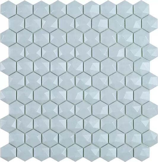 MODERN H35925MD MATT LIGHT BLUE 925 HEX 3D GLASS - MOSAIC TILE