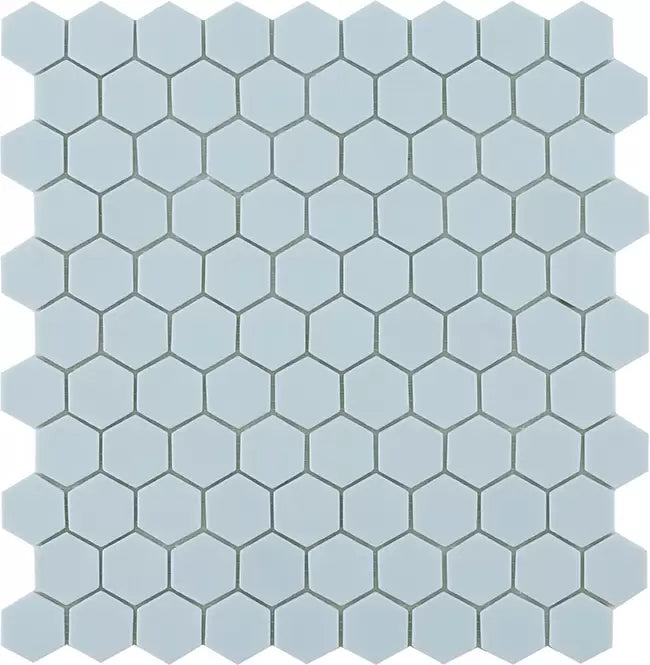 MODERN H35925M MATT LIGHT BLUE 925 HEX FLAT GLASS - MOSAIC TILE