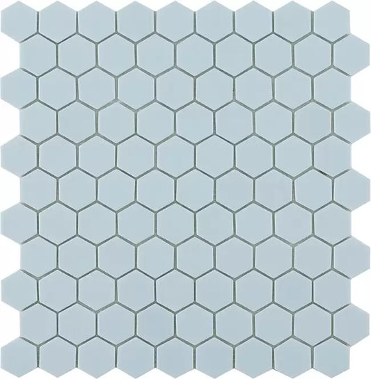 MODERN H35925M MATT LIGHT BLUE 925 HEX FLAT GLASS - MOSAIC TILE