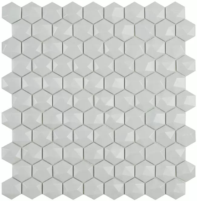 MODERN H35909MD MATT LIGHT GREY 909 HEX 3D GLASS - MOSAIC TILE