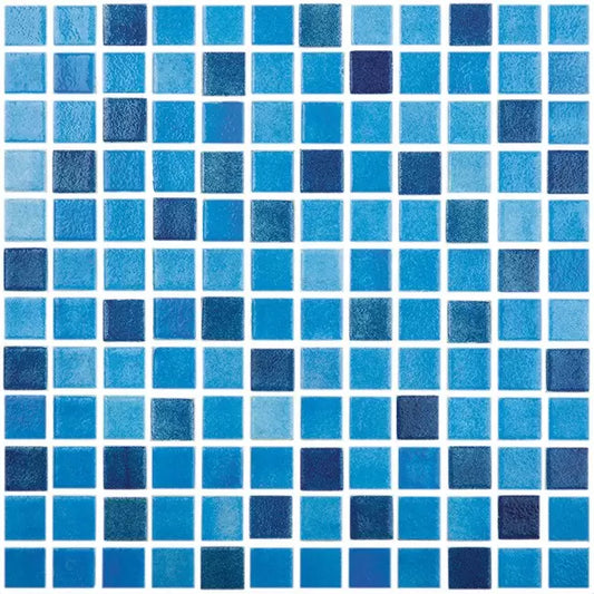 MODERN 1X1 093110/508M FOG SKY BLUE / FOG NAVY BLUE MIX GLOSSY GLASS - 110/508 MOSAIC TILE