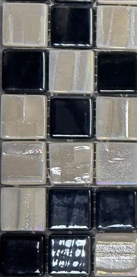 modern 1x1 moon shine glossy iridescent and black - moon shine glass mosaic tile