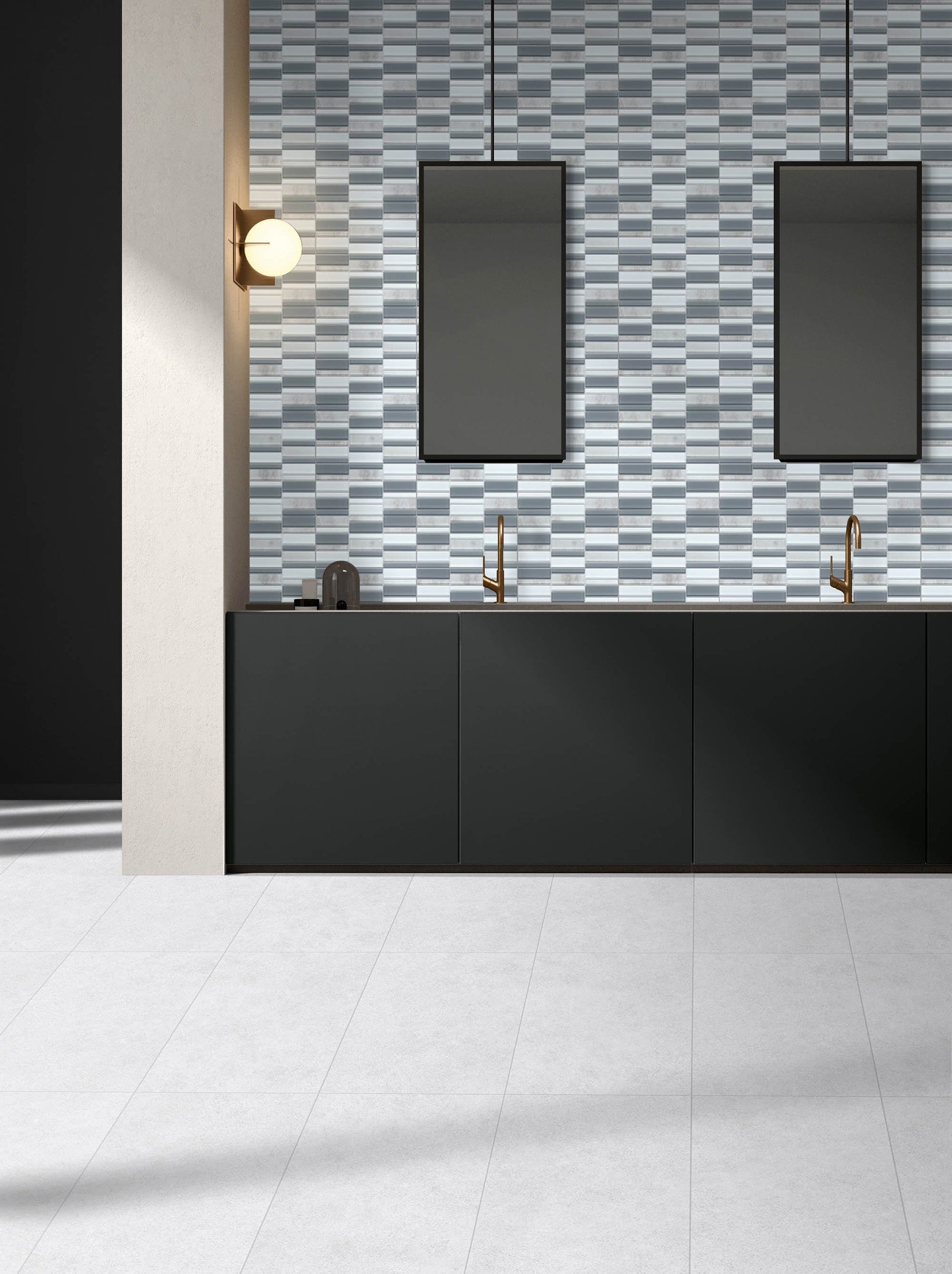 Modern White Silver Gray Linear Stacked Glass Mosaic Tile B2C-LAVISI1212MO - B2C TILE OUTLET