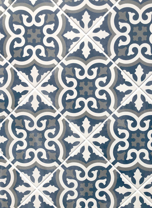 Modern 9X9 Blue Beige Gray Design Porcelain Mosaic Tile B2C-DESIOU0909 - B2C TILE OUTLET