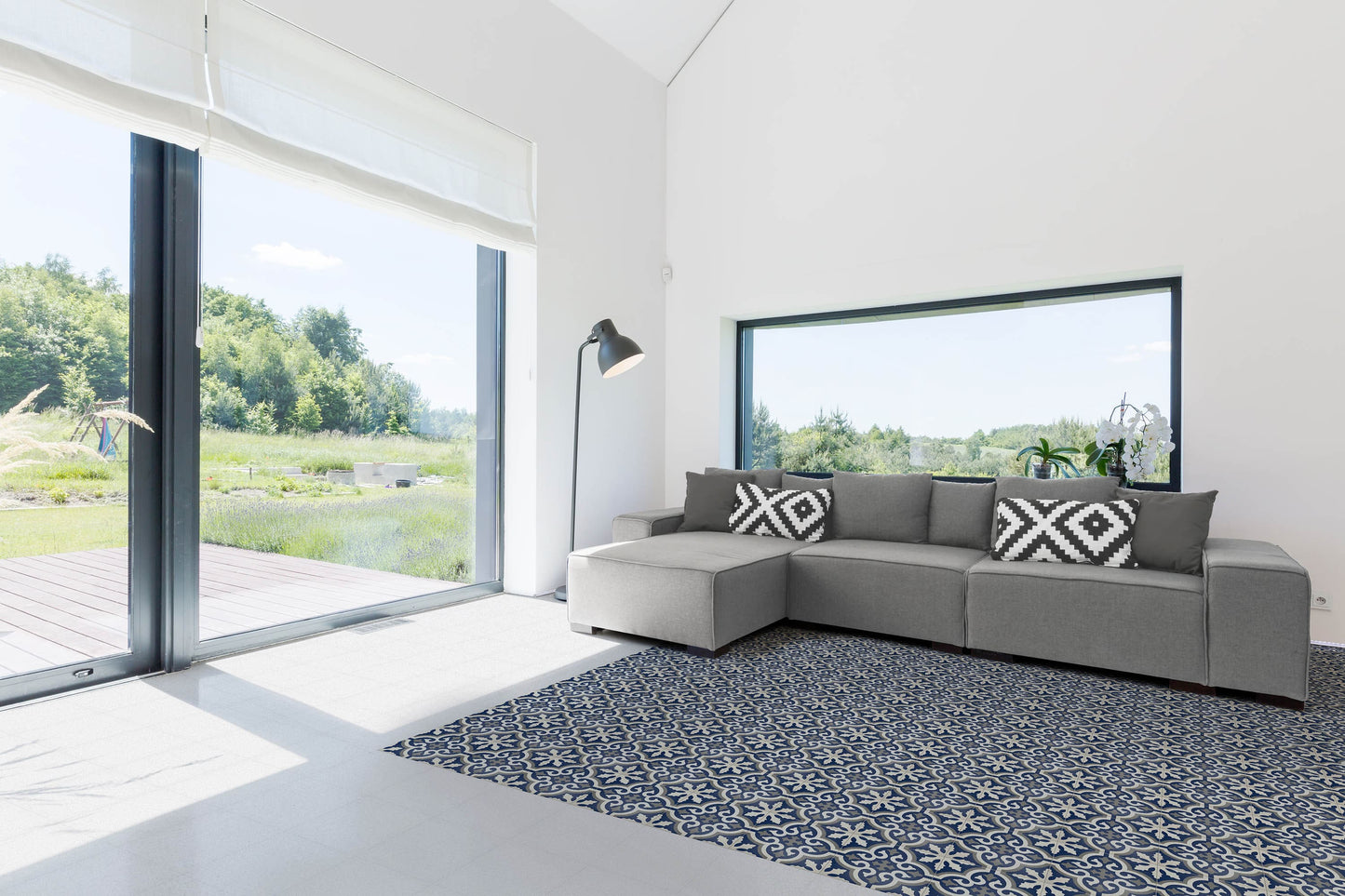 Modern 9X9 Blue Beige Gray Design Porcelain Mosaic Tile B2C-DESIOU0909 - B2C TILE OUTLET