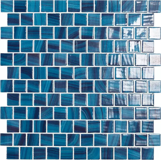 MODERN 1X1 5610 DK BL BRIC GLOSSY GLASS - MOSAIC TILE