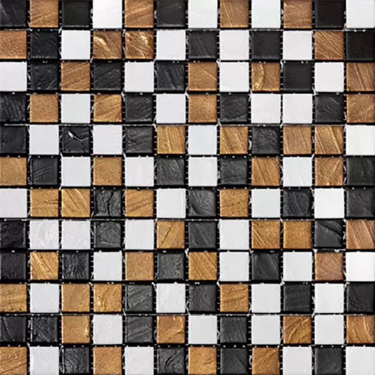 MODERN 1X1 ARTS MIX WHITE GLOVE / BLACK WATER / BRONZE GLOSSY GLASS - 950 951 952 MOSAIC TILE