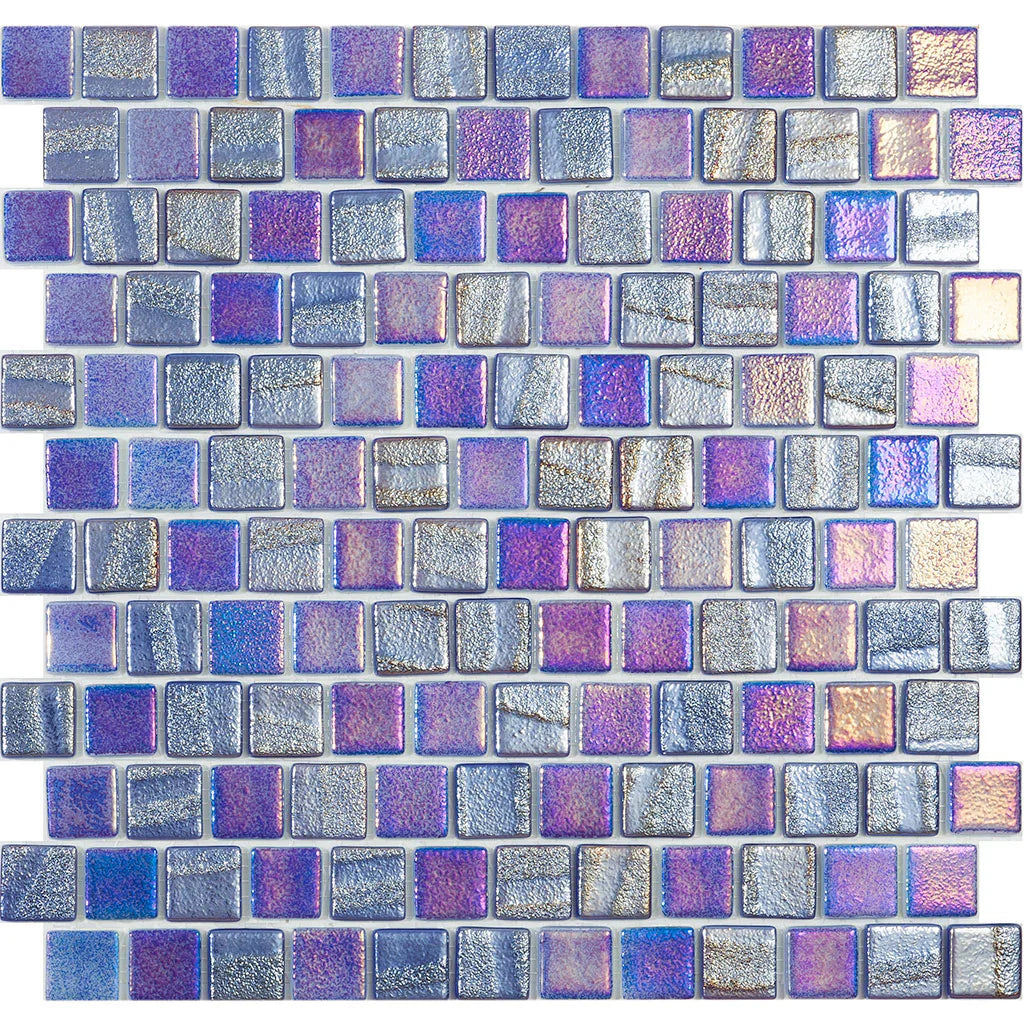 MODERN 1X1 STAGGERED FUSION DK BL T GLOSSY GLASS - 555 MOSAIC TILE