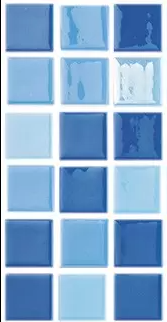 MODERN 1X1 SQUARES BLUEFIRE MIX GLOSSY GLASS GLOW IN THE DARK MOSAIC TILE