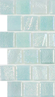 MODERN 1X1 SQUARES FUSION LIGHT GREEN STAGGERED AQUA LIGHT GREEN GLOSSY GLASS - MOSAIC TILE