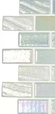 MODERN 1X2 SQUARES FUSION PERL 1X2 STAGGERED AQUA WHITE GLOSSY GLASS - MOSAIC TILE