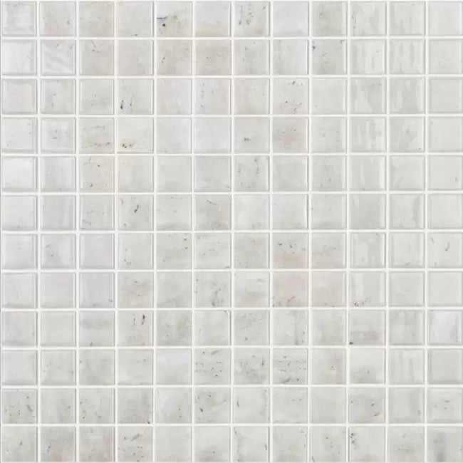 MODERN 1X1 TRAVERTINO BONE BR GLOSSY GLASS - MOSAIC TILE