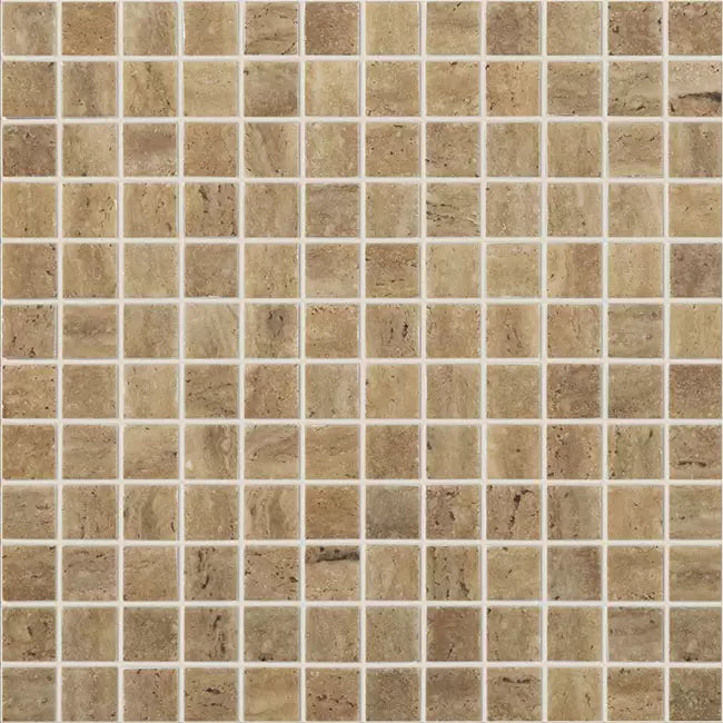 MODERN 1X1 TRAVERTINO NOCE MT MATTE GLASS - MOSAIC TILE