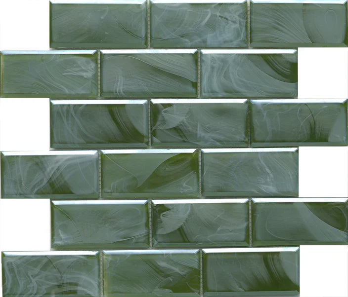 MODERN 2x4 BEVELED GLASS MOSAIC - SPLASH - B2C TILE OUTLET