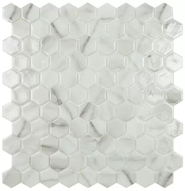 MODERN 1X1  CALACATTA BR GLOSSY GLASS - MOSAIC TILE