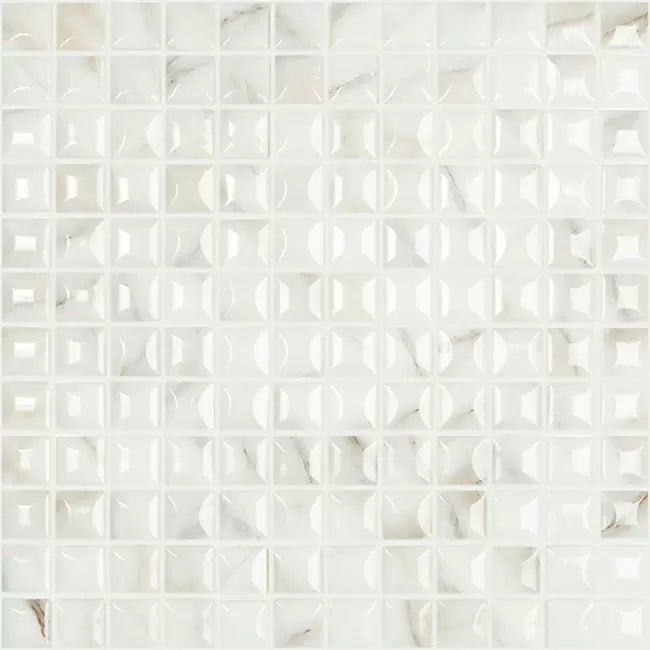 MODERN 1X1  EDNA CALACATTA BR GLOSSY GLASS - MOSAIC TILE