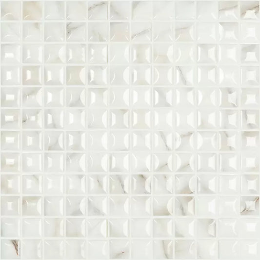 MODERN 1X1  EDNA CALACATTA BR GLOSSY GLASS - MOSAIC TILE