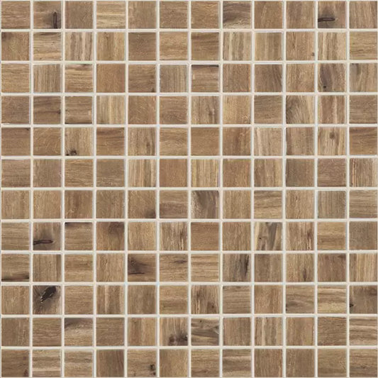 MODERN 1X1 WOOD CEREZO MT MATTE GLASS - MOSAIC TILE