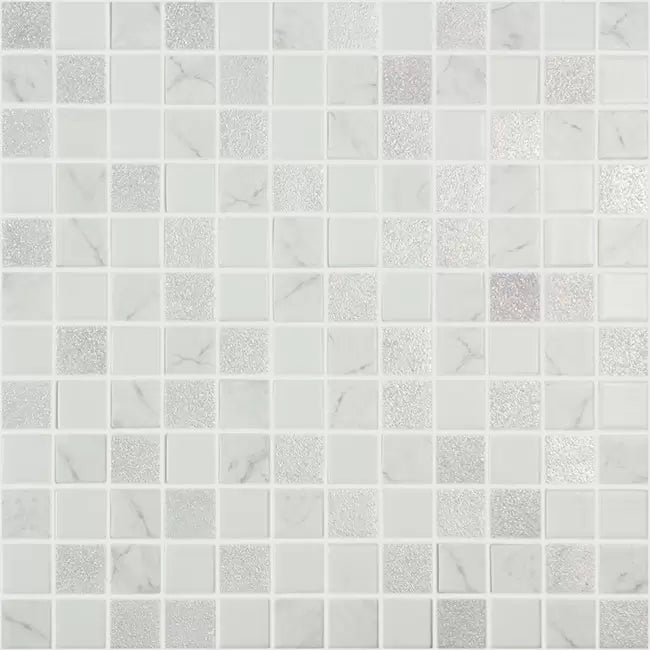 MODERN 1X1 FROST GRAY WHITE GLOSSY AND MATTE GLASS MIX MOSAIC TILE