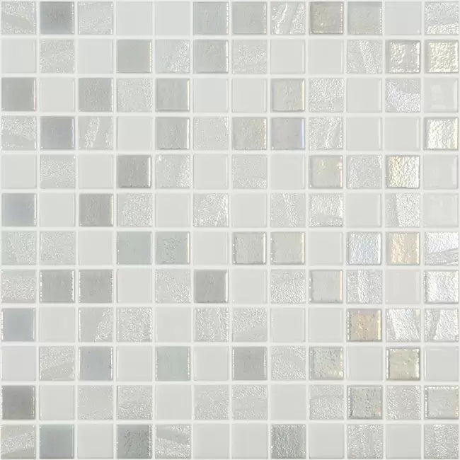 MODERN 1X1 POLAR GRAY WHITE GLOSSY AND MATTE GLASS MIX MOSAIC TILE