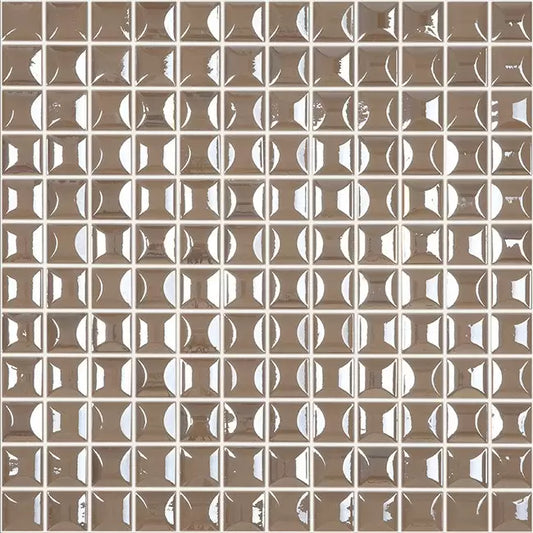 MODERN 1X1 EDNA COFFEE GLOSSY GLASS - MOSAIC TILE