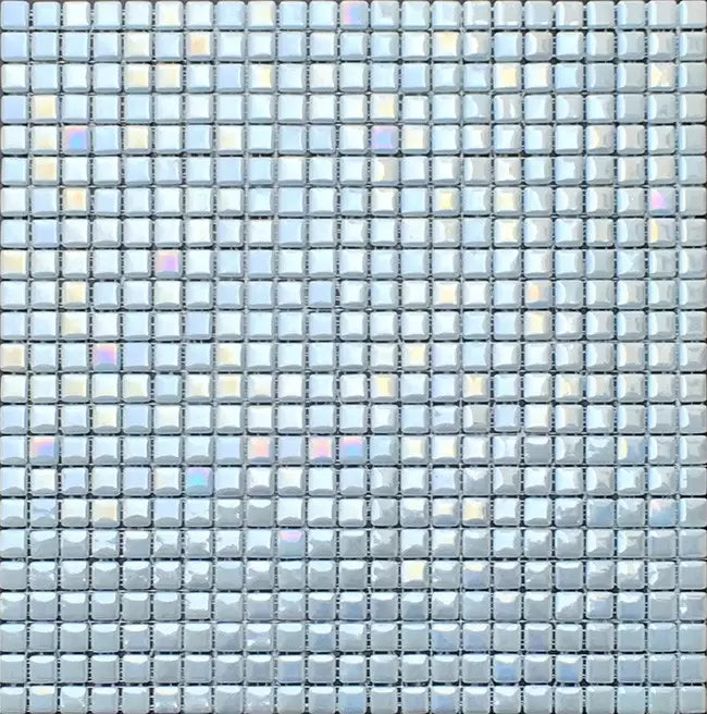 MODERN .5X.5 SQUARES FOTOLUMINI2- 1/2 FIREGLASS#2 LIGHT BLUE GREEN  GLOW IN THE DARK GLOSSY GLASS - 107 MOSAIC TILE