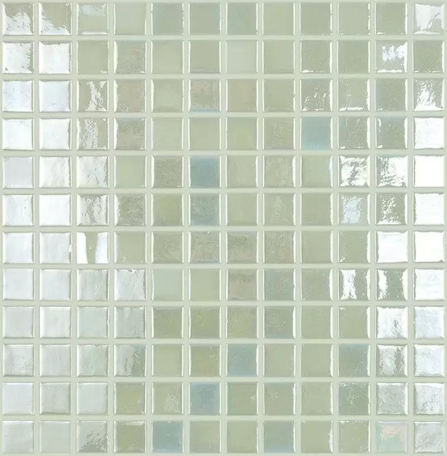 MODERN 1X1 SQUARES FOTOLUMI4 FIREGLASS#4 PEARL BLUE GLOWS GLOSSY GLASS - 412 MOSAIC TILE