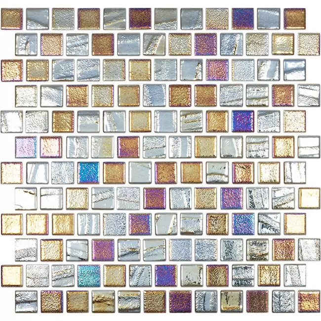 MODERN 1X1 SQUARES FUSION BLACK STAGGERED AQUA BLACK GLOSSY GLASS -  MOSAIC TILE