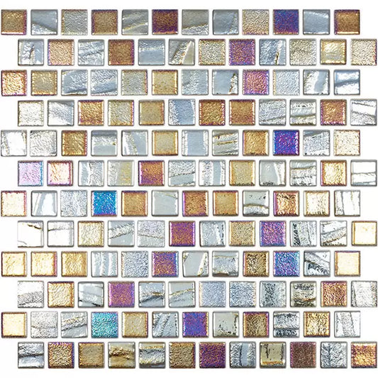 MODERN 1X1 SQUARES FUSION BLACK STAGGERED AQUA BLACK GLOSSY GLASS -  MOSAIC TILE