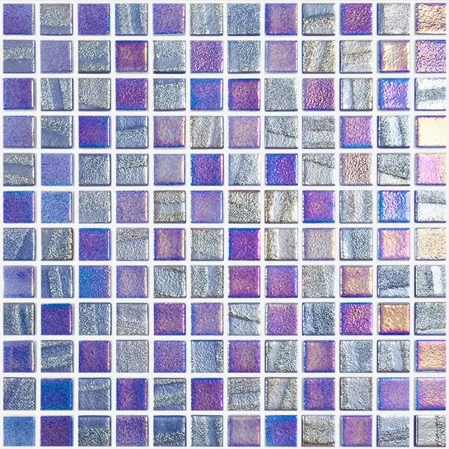 Modern 1X1 Stacked Squares FUSION DARK BLU Glossy Glass - 555 Mosaic Tile - B2C TILE OUTLET