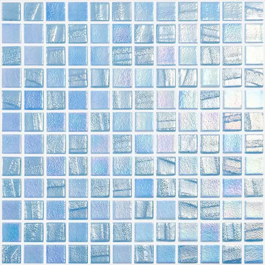 MODERN 1X1 SQUARES FUSION LIGHT BL AQUA LIGHT BLUE GLOSSY GLASS - MOSAIC TILE