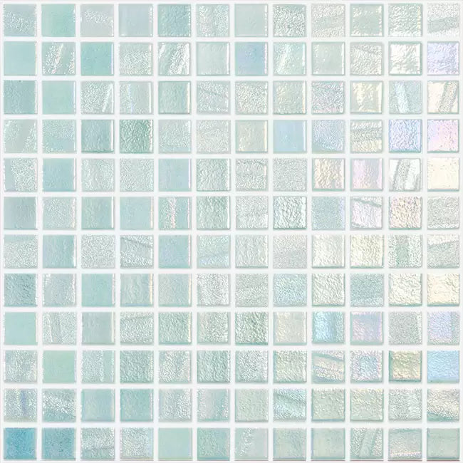 MODERN 1X1 SQUARES FUSION LIGHT GREEN AQUA LIGHT GREEN GLOSSY GLASS - MOSAIC TILE