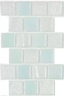 MODERN 1X1 SQUARES FUSION WHITE T STAGGERED AQUA WHITE GLOSSY GLASS - MOSAIC TILE