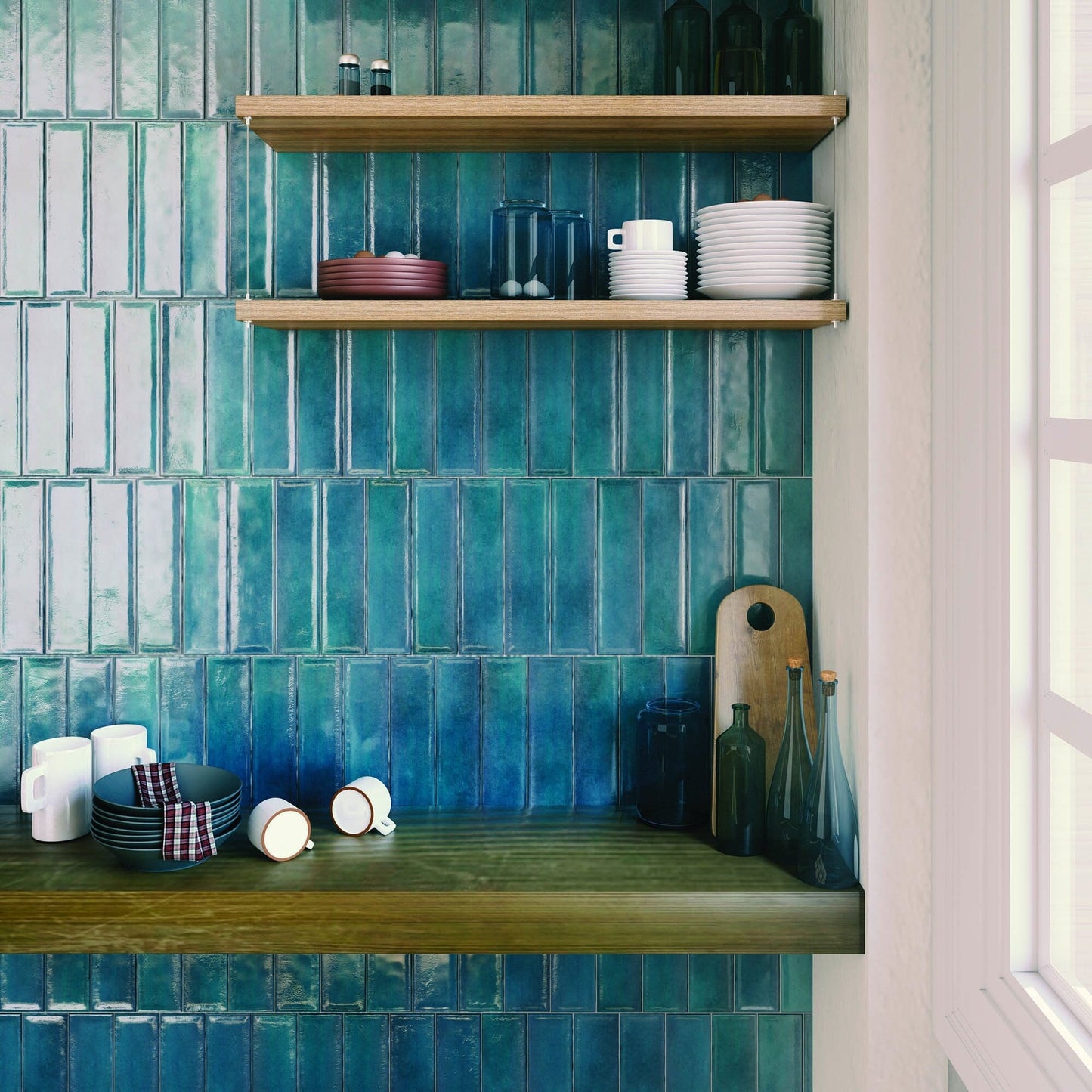 Modern 3X12 Blue Green Subway Ceramic Subway Tile W32RAKUBL0312P26