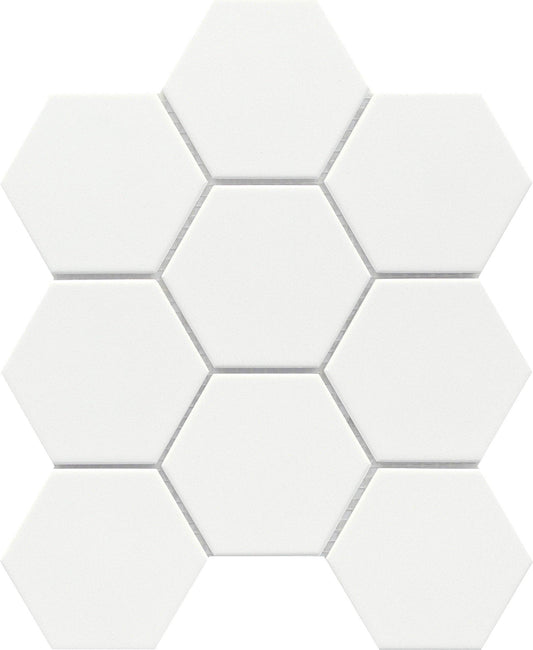 MODERN WHITE 3X3 HEXAGON PORCELAIN MATTE MOSAIC TILE W71SOURPWH0910MH3