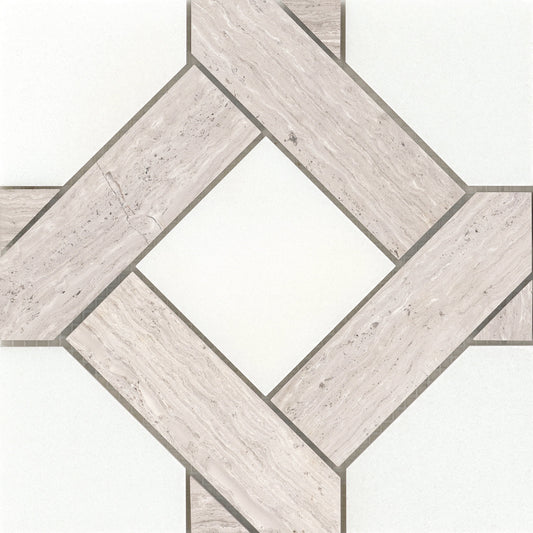 Modern 9X9 Cream Cross Pattern Polished Marble Mosaic Tile B2C-ALLUCR0909MMA - B2C TILE OUTLET