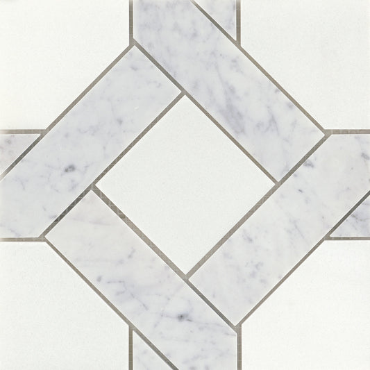 Modern 9X9 Silver Cross Pattern Polished Marble Mosaic Tile B2C-ALLUSI0909MMA - B2C TILE OUTLET