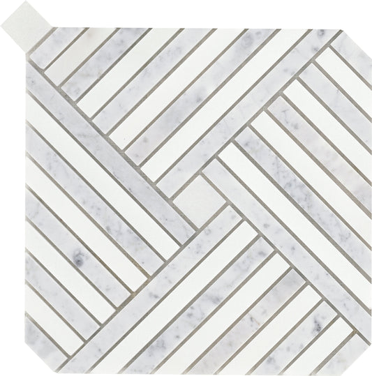 Modern 9X9 Silver Cross Pattern Polished Marble Mosaic Tile B2C-ALLUSI0909MPL - B2C TILE OUTLET