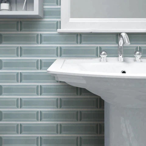 Modern 2X8 Gray 3D Beveled Subway Glossy Ceramic Mosaic Tile B2C-KINEGR1112MBV - B2C TILE OUTLET