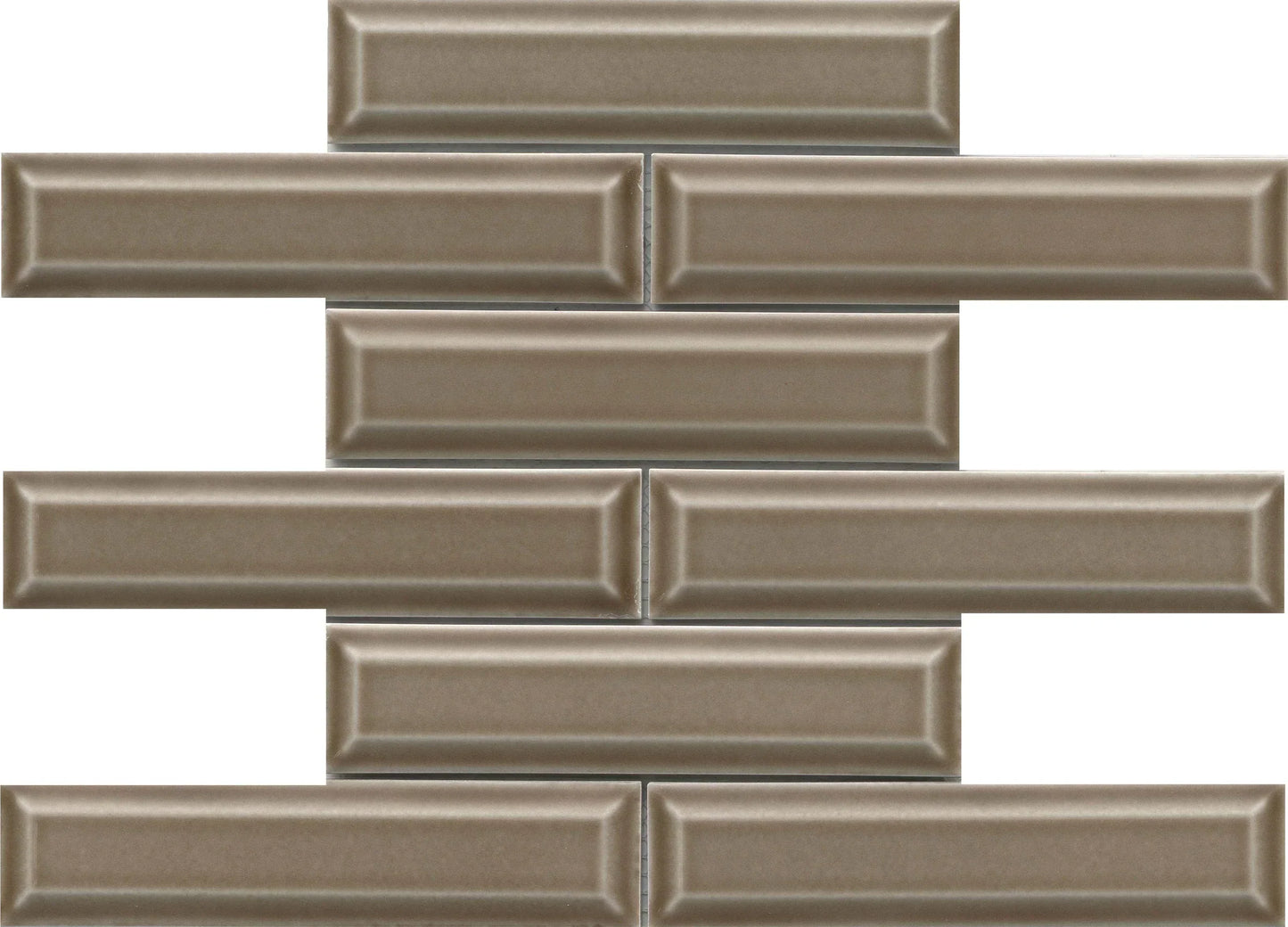 Modern 2X8 Brown 3D Beveled Subway Glossy Ceramic Mosaic Tile B2C-KINESK1112MBV - B2C TILE OUTLET