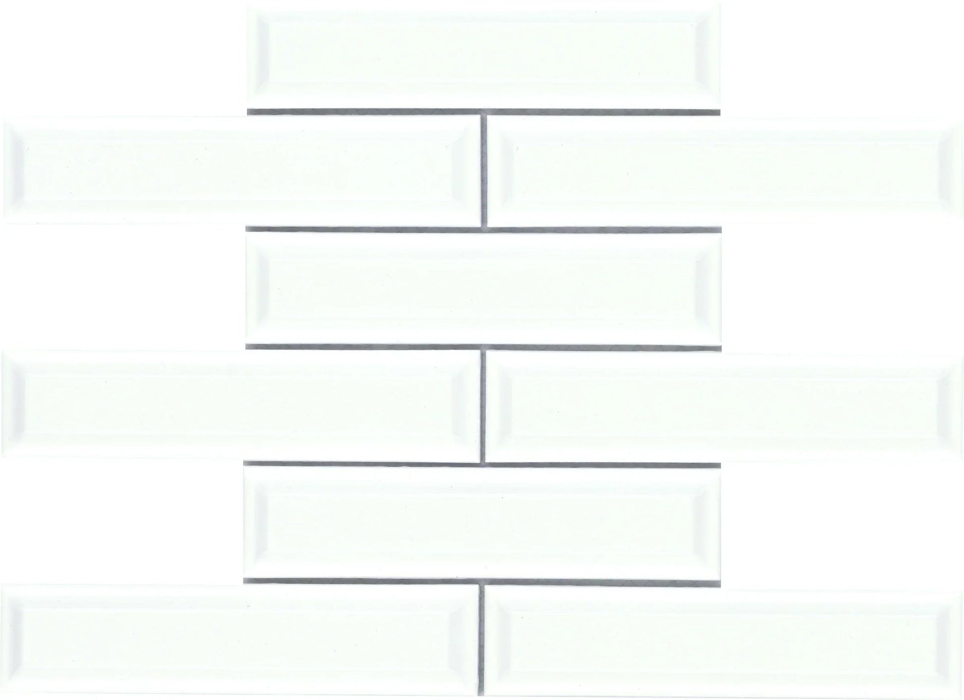 Modern 2X5.5 White 3D Beveled Subway Glossy Ceramic Mosaic Tile B2C-KINEWH1112MBV - B2C TILE OUTLET