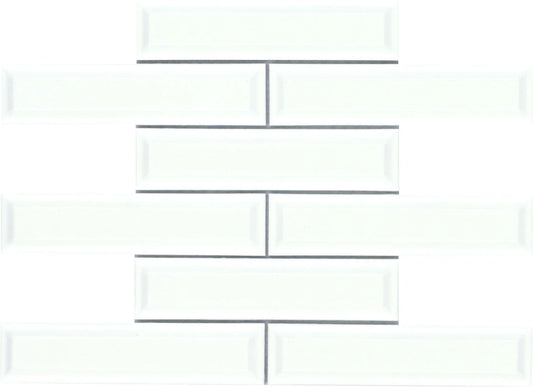 Modern 2X5.5 White 3D Beveled Subway Glossy Ceramic Mosaic Tile B2C-KINEWH1112MBV - B2C TILE OUTLET