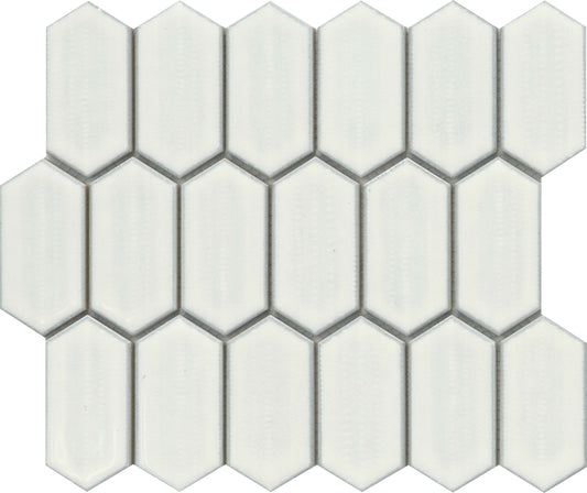 Modern 2X3 Ivory Hexagon Glossy Porcelain Mosaic Tile B2C-OMNIIV1012MPKP - B2C TILE OUTLET